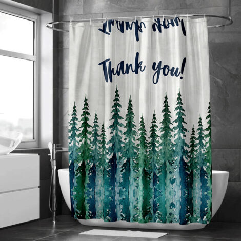 Rideau de douche paysage forestier embrumé – Effet aquarelle, doux (1/5)