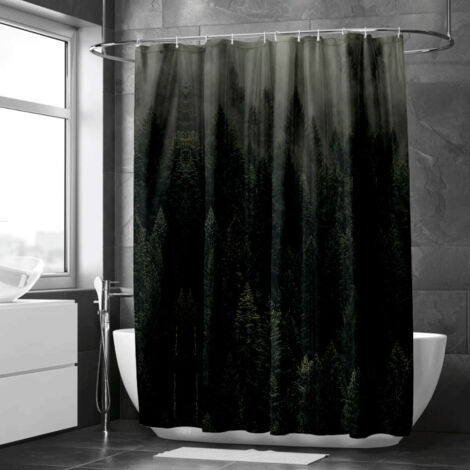 Rideau de douche forêt brumeuse – Ambiance naturelle, imperméable (1/5)