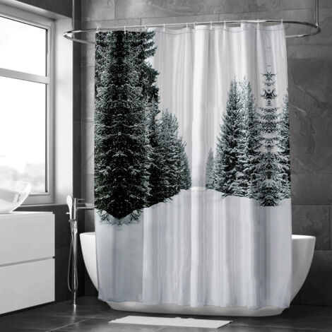 Rideau de douche forêt brumeuse avec sentiers – Ambiance voyage (1/5)