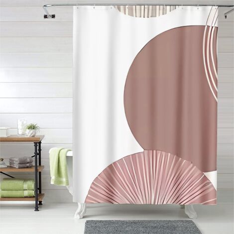 Rideau de douche motifs géométriques colorés, œillets plastique, polyester (1/5)