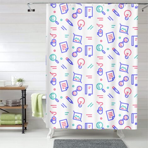 Rideau de douche œillets plastique, motif élégant, imperméable polyester (1/5)