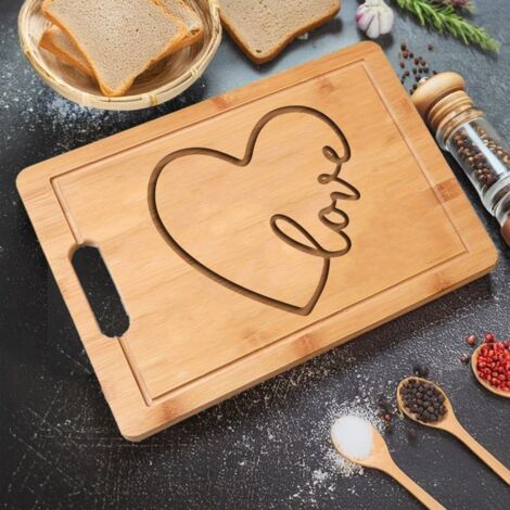 Planche en bambou "LOVE" pour lui – Message tendre gravé cadeau (1/5)