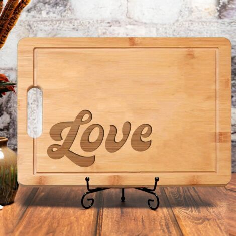 Planche en bambou "LOVE" gravé – Cadeau amusant pour passionné cuisine (1/5)