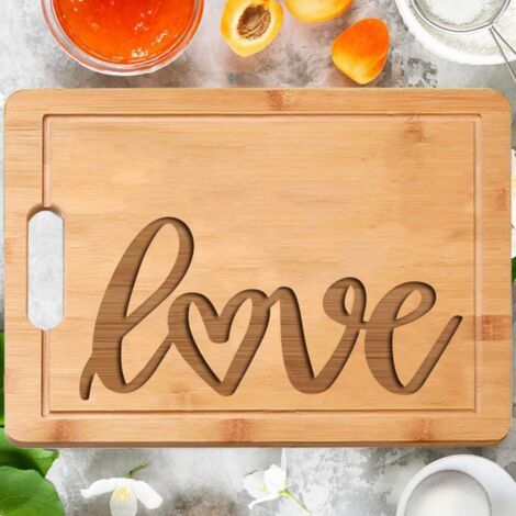 Planche à découper "LOVE" couple – Cadeau romantique anniversaire (1/5)
