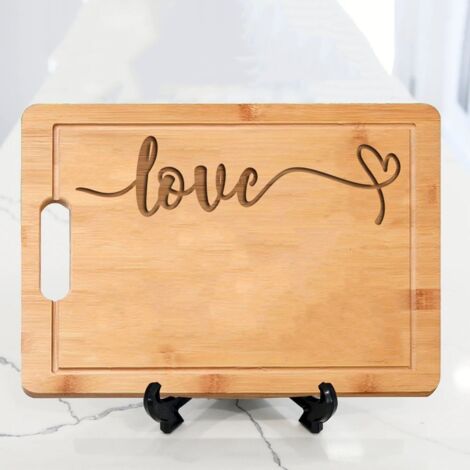 Planche en bambou "LOVE" – Message tendre gravé, cadeau amoureux (1/5)