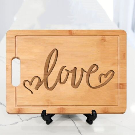Planche à découper gravée "LOVE" – Cadeau mariage, anniversaire, fiançailles (1/5)