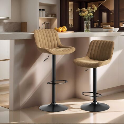 Chaises rondes pour les salles à manger de type Braun. Set de 2 chaises. Revêtement en tissu. Hauteur réglable. Fonction de déplacement à 360°. (1/5)