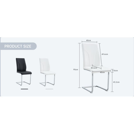 Des chaises en matériau PU blanc, 2 paires. Les pieds des chaises sont faits de métal argenté. Idéales pour les bureaux, les salles à manger, les cuisines, les salles de réunion et autres environnemen (1/5)