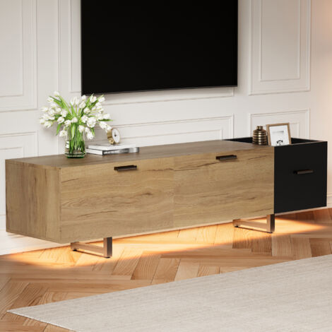 Armoire de télévision moderne, fabriquée en bois naturel, Elle offre donc un grand confort d’organisation pour une utilisation multifonctionnelle. Idéale pour les salons et les espaces consacrés aux m (1/5)