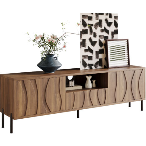 Armoire de télévision avec trois portes. Armoire de taille modeste. Meuble pour le salon. Dimensions : 160 x 35 x 46 cm (longueur x largeur x hauteur). (1/5)