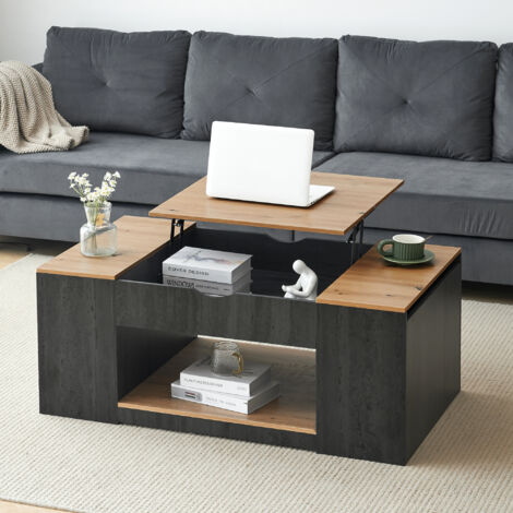 WF311892AAZ – Table de chevet avec fonction de levage. Longueur : 109,5 cm. Structure grise. Design élégant. Espace de rangement sous la surface du bureau. (1/5)