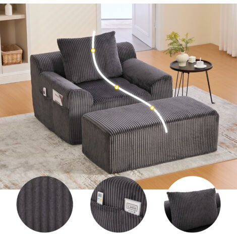 Grand fauteuil avec accoudoirs. Fauteuil pour la lecture, fait de tissu de coton. Pas besoin d’installation particulière. (1/5)