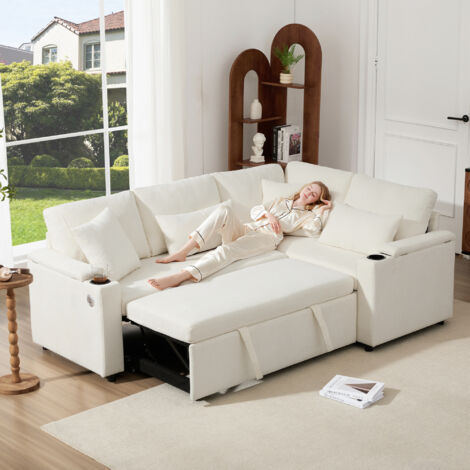 Canapé-lit avec fonction de couchage.Canapé-lit avec fonction de couchage.Canapé-lit avec fonction de couchage. Couleur beige. (1/5)