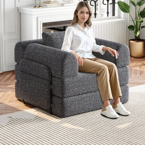 [Design breveté] Canapé-lit 2 en 1 avec un espace de rangement dans le dossier, trois cadres métalliques et plusieurs possibilités de configuration. (1/5)