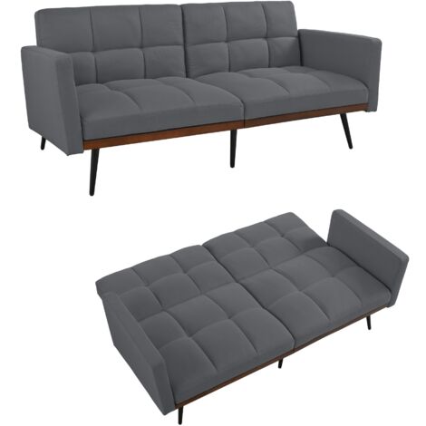 Canapé convertible, 146 cm de longueur. Lit avec le dossier réglable en 5 positions différentes. Couleur marron. (1/5)