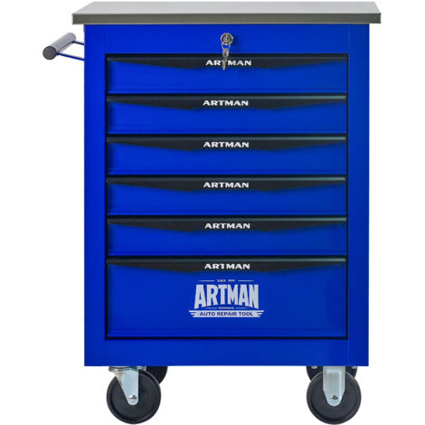 6 tiroirs. Équipement multifonctionnel pour le stockage des outils, doté de roulettes en métal. Idéal pour les garages, les ateliers ou les entrepôts. Structure en acier inoxydable, couleur noire et b (1/5)