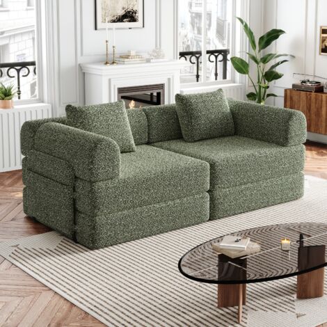 [Design modular en forme de L] Canapé-lit en forme de L, canapé multifonctionnel pour une salle à manger avec trois places. Largeur : 195 cm. (1/5)