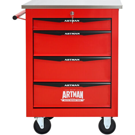4 tiroirs. Véhicule multifonctionnel pour le stockage des outils, équipé de roues. Cadre métallique permettant un transport facile des outils. Idéal pour les garages, les ateliers de réparation, etc (1/5)