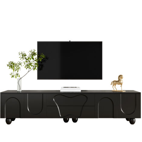 Armoire de télévision de 180 cm de haut, en bois. C’est une armoire minimaliste et élégante, dotée d’un grand espace de rangement. (1/5)