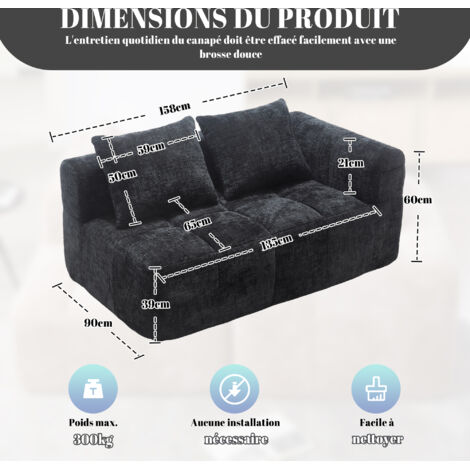 Un canapé confortable pour 2 personnes. Pas besoin de montage particulier. Beige. (1/5)
