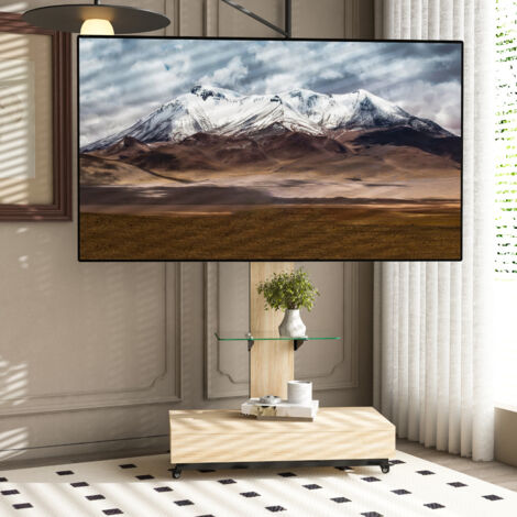 Armoire de télévision avec des compartiments, adaptée pour les salons, les chambres à coucher et les bureaux.ce qui permet d’accueillir des téléviseurs allant de 32 à 75 pouces. Couleur naturelle : B8 (1/5)