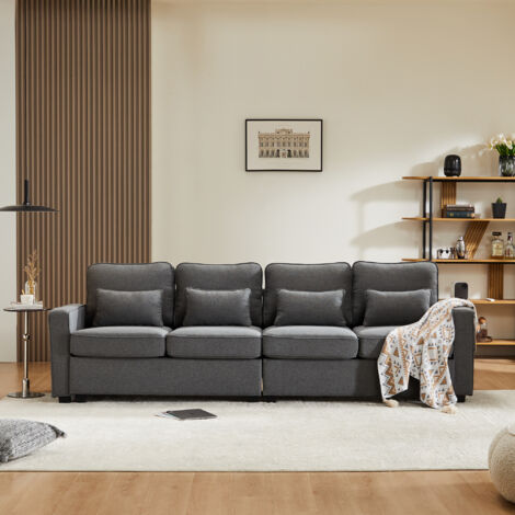 Canapé moderne pour 4 personnes, confectionné en tissu de lin. Trois couleurs disponibles. (1/5)