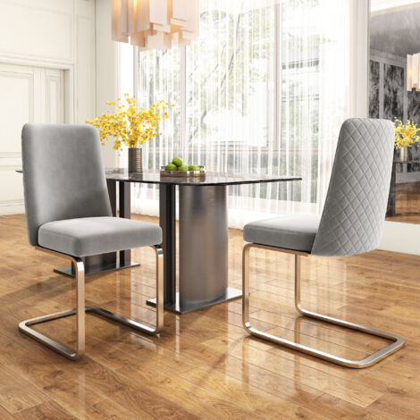 Fauteuil de salon en bois massif, set de 2 pièces. Design luxueux. Conçu pour les salles de séjour et les chambres à coucher. Assise en forme de diamant. Pieds métalliques en argent. (1/5)