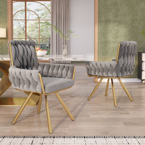 Fauteuil de salon, set de 2 pièces  fauteuil luxueux pour le repos et les repas. Fauteuil de coin pour les moments de détente, avec quatre pieds métalliques. Couleur grise [VIN EN ORIGINE:WF310502AAG] (1/5)