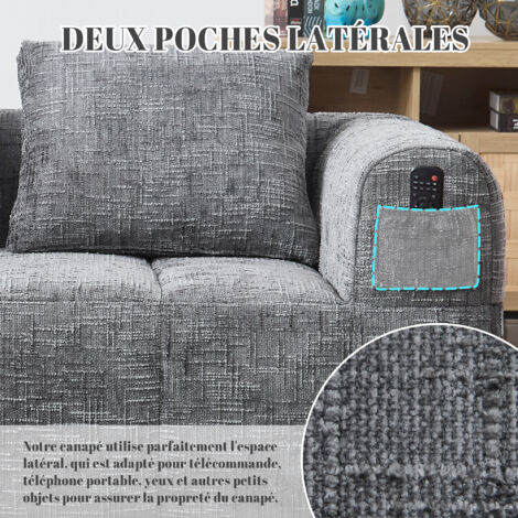 Canapé confortable pour 2 personnes. Pas besoin de montage particulier. Noire. (1/5)