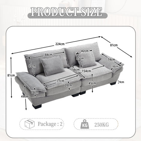 C’est un canapé double moderne et simple, équipé d’un matelas en mousse. De plus, il est spacieux, idéal pour une utilisation dans le salon, la chambre ou le bureau. Couleur gris clair. (1/5)