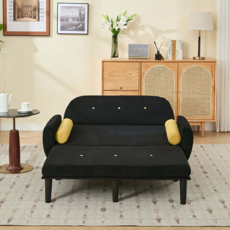 Canapé convertible en lit, en tissu corduroy. Canapé modulable, avec une configuration flexible. (1/5)
