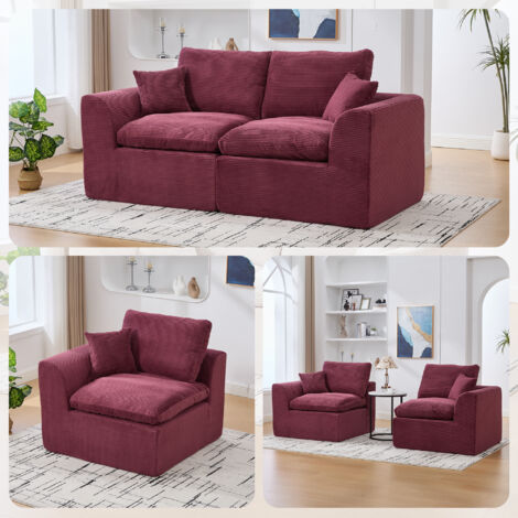 Set de canapés modulaires avec un chaiselongue et deux sièges. Idéal pour le salon, l’appartement ou le studio. (1/5)