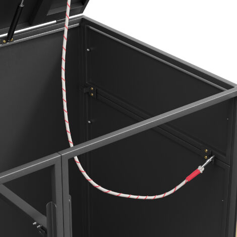 Boîte à ordures, capable d’accueillir deux poubelles (120–240 litres). La boîte est équipée de trous de ventilation et de compartiments pour le stockage des déchets. Elle peut être fermée par deux por (1/5)