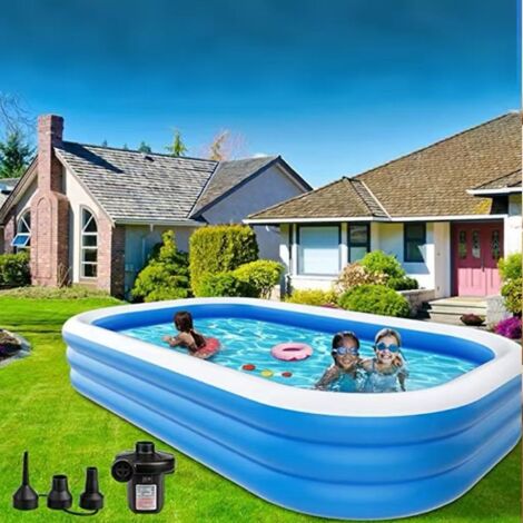 Piscine gonflable épaisse, 30017560cm, avec pompe à air, peut être utilisée comme baignoire ou pataugeoire extérieure.