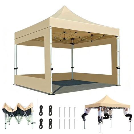 Auvent pop-up automatique, tente portable avec 3 parois latérales, adaptée au camping en plein air et à une utilisation à la plage, 2,52,5m. (1/5)