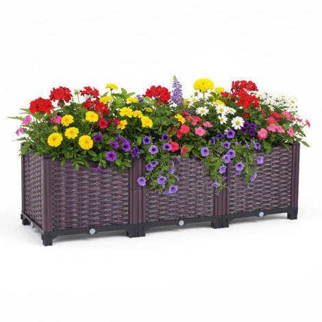 Jardinière surélevée surdimensionnée en plastique épais pour balcon, idéale pour le jardinage extérieur. Montage facile. (1/5)