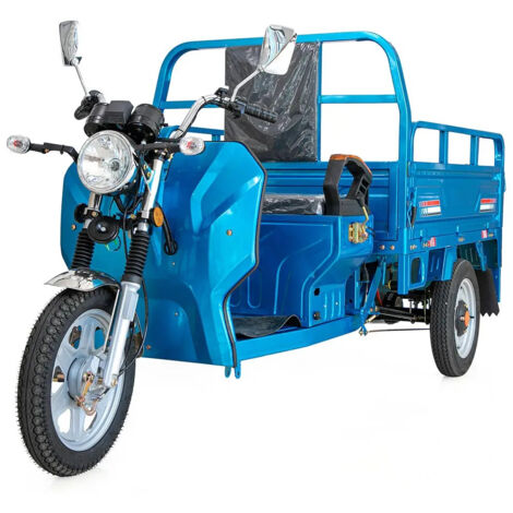Fuleadture Tricycle cargo électrique bleu de haute qualité — 60 V 1200 W, capacité de charge de 200 kg, autonomie de 50 à 60 km — Véhicule cargo électrique pour le transport de marchandises