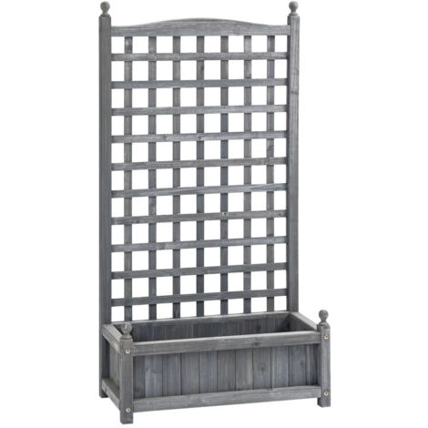 Jardinière surélevée gris clair avec treillis jardinière surélevée avec support pour plantes grimpantes — Pour jardins et terrasses (1/5)