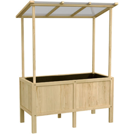 Support de jardinière naturel avec housse, bac à fleurs de jardin (110 x 60 x 152 cm) — Jardinière de type serre avec doublure en non-tissé (1/5)