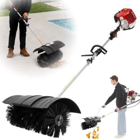 Balayeuse à gazon dorsale, 52 cm3, deux temps, 1700 W, balayeuse à essence, balayeuse à neige de type poussé, adaptée au gazon artificiel. (1/5)