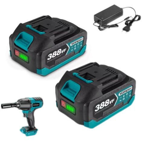 Deux batteries au lithium rechargeables, 388VF, 15000mAh, batteries de remplacement pour outils électriques sans fil 18V, chargeur inclus. (1/5)