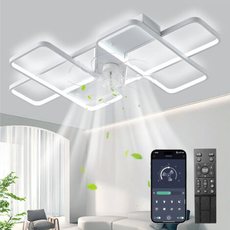 Fuleadture Ventilateur de plafond 50W avec lumière avec télécommande, plafonnier à intensité variable de 90cm pour salon, chambre à coucher, bureau (1/5)