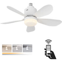 Ventilateur de Plafond avec Éclairage LED 52.5cm - Blanc Chaud/Froid - Installation Rapide
