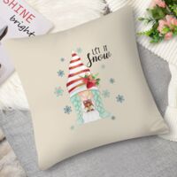 Housse de coussin forêt enneigée, gnome