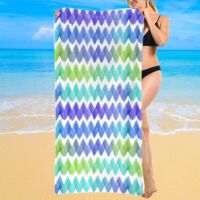Serviette de plage en microfibre, rayures, anti-sable, légère