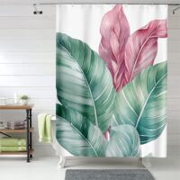 Rideau de douche jungle verte, œillets plastique, anti-moisissure, durable
