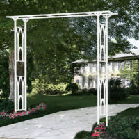Arche de jardin 3D blanche : arche de mariage en métal robuste et treillis de pergola d'extérieur — Idéale pour les mariages et les fêtes