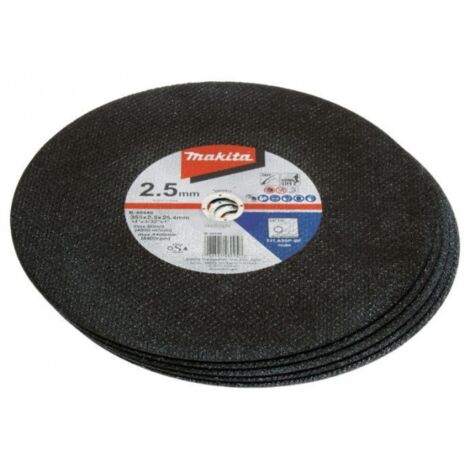 Makita – Disque à tronçonner 355 mm A36P – Épaisseur 2,5 mm – Alésage 25,4 mm – Lot de 5 disques pour acier doux et tôle - B-49448-5 (1/3)