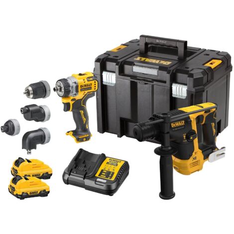 Dewalt – Kit 2 outils électroportatifs 12V DCK2101L2TQW – 2 batteries 3Ah Li-Ion – Moteur Brushless – Perçage bois, métal et béton (1/3)