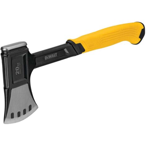 Dewalt – Hachette de camping en acier 567 g – Manche ergonomique en caoutchouc – Tête arrondie pour coupe précise – Protecteur inclus